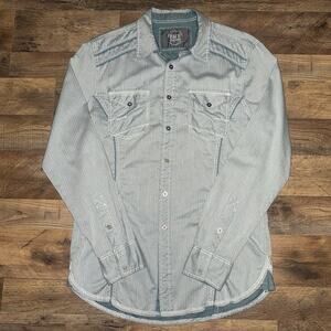 BKE 100% Cotton Mens Light Blue Buckle Button Up Shirt Size Medium